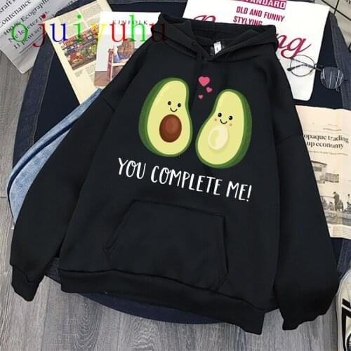 Oversized Avocado Print Sweatshirt Kawaii Hoodies For Women Top Clothes Hoody Female 90s Winter Womens Hoodies Full Sleeve
