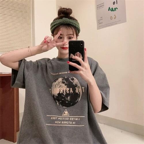 2021 News Popular T-Shirt Loose Womens Wear Short Sleeve Fashion Black White Grey Summer Student Clothes Girl Jacket Tshirt