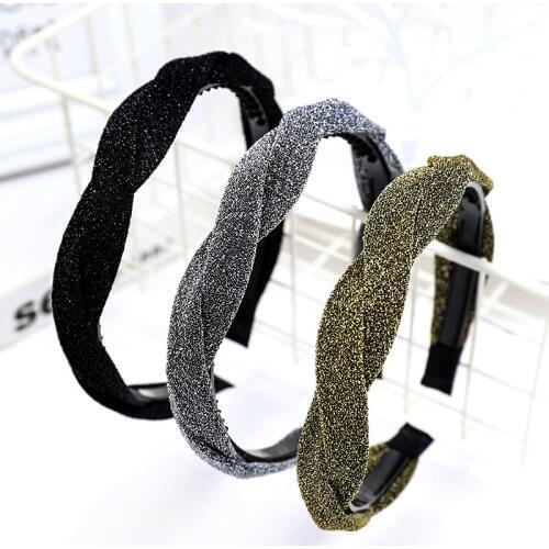 Free shipping vintage glitter woven twist women hairbands girls headbands ladys headwear hair accessories