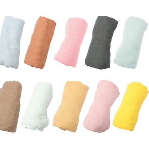 120x120cm Baby Muslin Bamboo Fiber Receiving Blanket Infants Swaddling Wrap 2 Layers Gauze Sleepsack Towel Solid Color 87HD