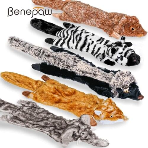 Benepaw No Stuffing Plush Dog Toys Interactive Squeaky Eco-friendly Safe Bite-resistant Animal Shaped Puppy Pet Toys Chew
