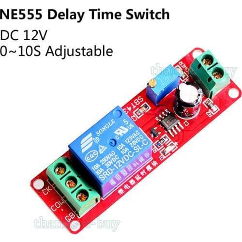 2 pcs DC 12V Relay Module Adjustable Delay Time Switch 0-10 Second NE555 Timer Board