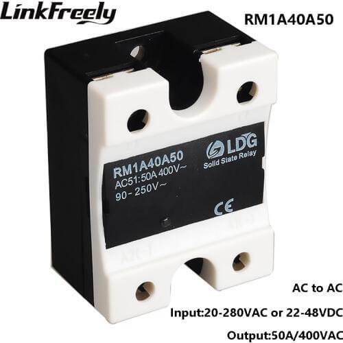 RM1A40A50 5pcs AC AC Solid State Relay 50A,Output:42-440VAC Input: 20-280VAC/22-48VDC SSR Relay,Light Signal Relay Switch Board