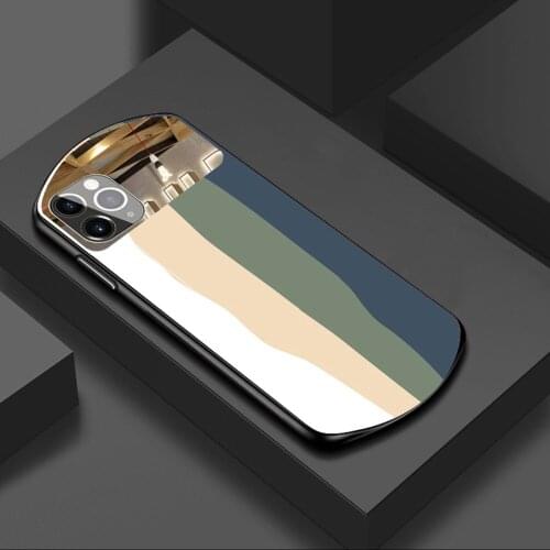 Luxury Plating Mirror Rainbow Glass Case for iPhone 12 11 Pro Max 12 Mini SE 2020 Xs Max X Xr 7 8 Plus Oval Girls Phone Cover