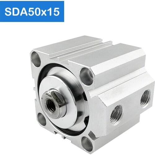 SDA50*15, 50mm Bore 15mm Stroke Compact Air Cylinders SDA50X15 Dual Action Air Pneumatic Cylinder