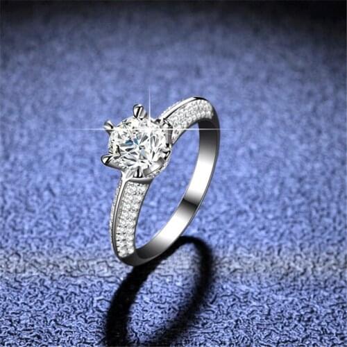 Silver Diamond Test Passed 1 Carat Excellent Cut D Color Good Quality Moissanite Star Queen Party Ring Silver 925 Platinum Rings