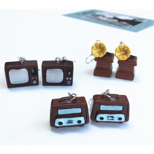 Earrings For Women Nostalgic Home Appliance Funny Simulation Camera Phonograph Radio Earrings Female Creative Jewelry Gifts