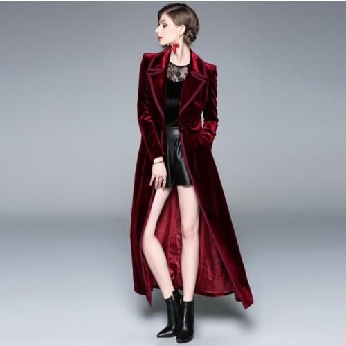 Spring Autumn New Womens Casual Trench Coat Ankle Lenghth High Quality Women Winter Vintage Long Outwear Velour Overcoat