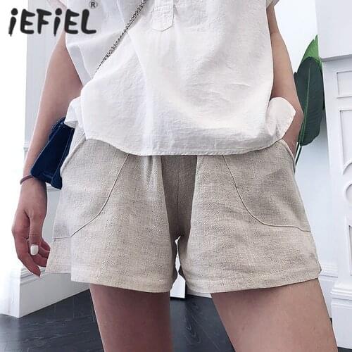 Cotton Linen Maternity Shorts For Pregnant Women Summer Thin Wide Leg Loose High Waist Adjustable Belly Short Pants Pregnancy