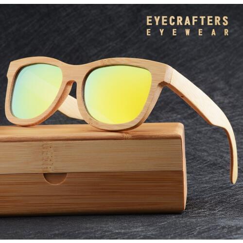 Womens Brand Designer Wooden Sunglasses Polarized Mens Retro Vintage Mirrored Sunglasses 100% Natural Bamboo Wood Sunglasses