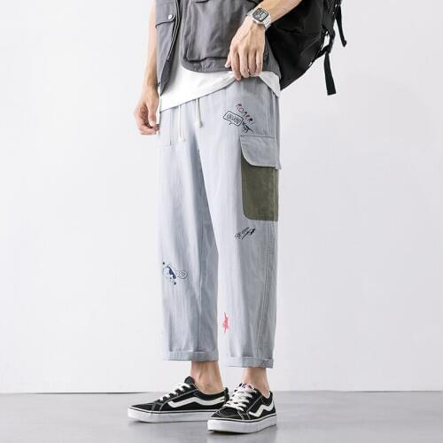 Hip Hop Sweat Pants Embroidery Japanese Style Sweatpants Streetwear Men Joggers Track Casual Cargo Pants