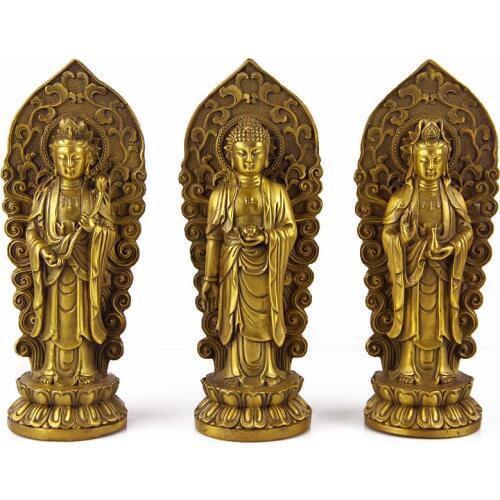 Western 3 Saints # HOME # OFFICE House safety health Protection efficacious Talisman Buddhism brass statue Decoration