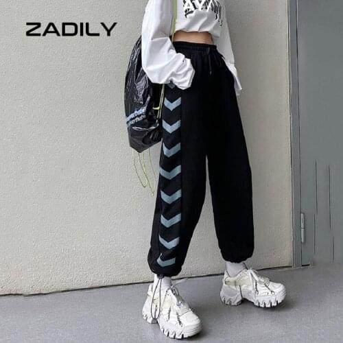 ZADILY Y2K Street Style High Waist Loose Women Tie Feet Long Sweatpants Ladies Print Harem Pants 2021 Summer Female Trousers