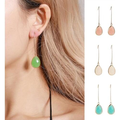 Hot Women Multicolor Waterdrop Pendant Faux Gem Dangle Hook Earrings Jewelry Gift