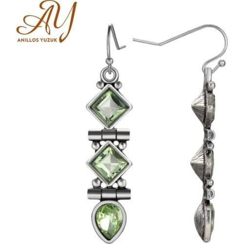 Anillos Yuzuk Sterling Silver 925 Green Gemstones Earrings Green Zircon Wedding For Women Promise Statement Drop Earrings