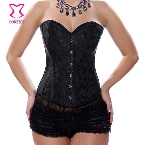 Women Jacquard Overbust Waist Slimming Corsets Sexy Bustier Corset Black Corselet Preto Corpetes E Espartilhos Gothic Clothing