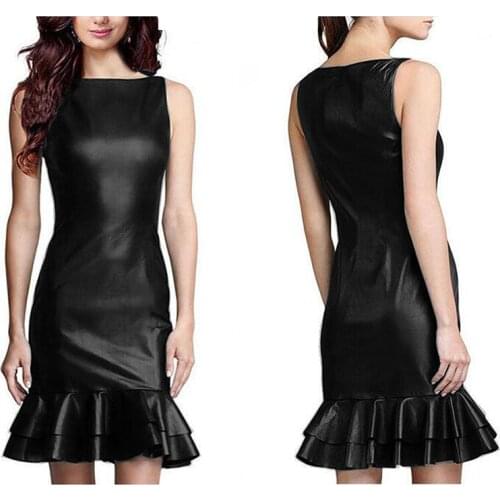 Woman Dress Sleeveless Elegant Hem Ruffles Dresses Club Pole Dance Costume Plus Size Dress Hot