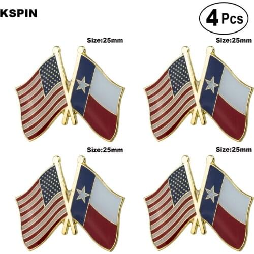 U.S.A.&Texas Friendship Flag Pin Lapel Pin Badge Brooch Icons 4pcs