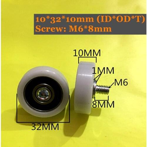 10x32x10mm POM Bearing With M6x8/12 M8x12 Screw 10Pcs PU Pulley Wheels 696 Ball Bearing Sealed Bearing Used on Door and Window