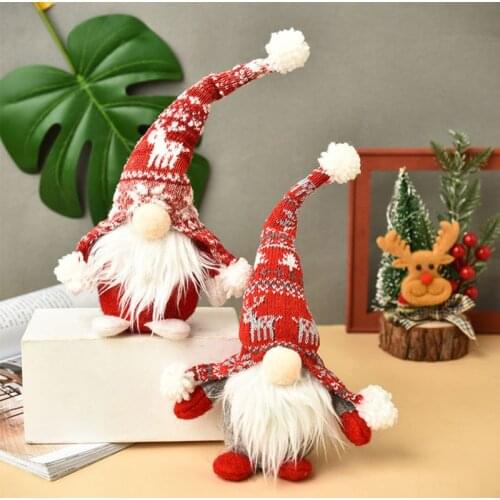 2PCS Lovely Christmas Standing Posture Faceless Doll Swedish Dwarf Decoration Christmas Tree Decor Rudolph Kids New Years Gift