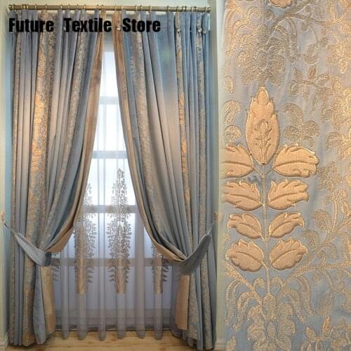 2021 luxury Splicing Chenille beautiful American Luxurious French Curtains for Living Room Bedroom Neo-Classical Velvet Curtains