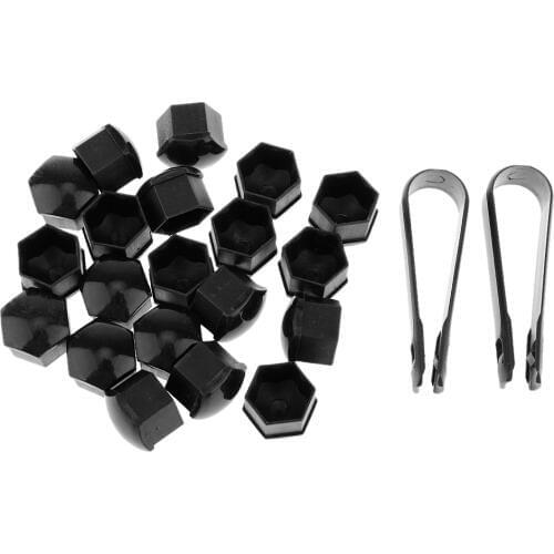 20x T39 Wheel Lug Bolt Nut Cap Center Cover for Audi Skoda+Remove Tool Black Enhances Finish of Car Wheels Protects Corrosion