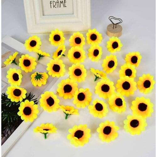 4.5cm Silk Artificial Sunflower Daisy Flower Head For Wedding Birthday Party Decor DIY Scrapbooking Wreath Fake Flower