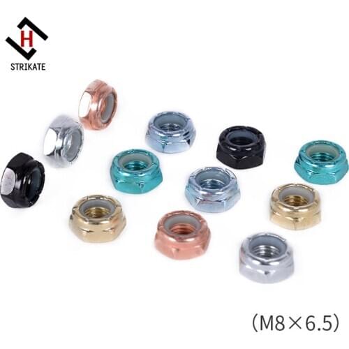 8PCS Colorful SKATEBOARDS Truck Mounting Hardware 4 Axle Nuts Skateboard Trucks Hardware Skateboard Truck Nuts