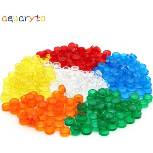 Aquaryta 900pcs Transparent Tile Round 1x1 Building Block Compatible 98138 Pixel Painting Materials DIY Educational Creative Toy