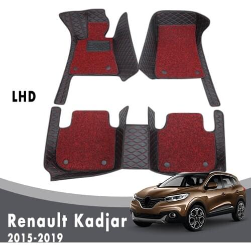 Car Floor Mats For Renault Kadjar 2019 2018 2017 2016 2015 Auto Luxury Double Layer Wire Loop Carpets Interior Styling Protector