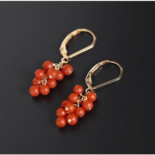 DAIMI Baoshan Persimmon Red South Agate Female Natural 14K Gold Earrings Customization