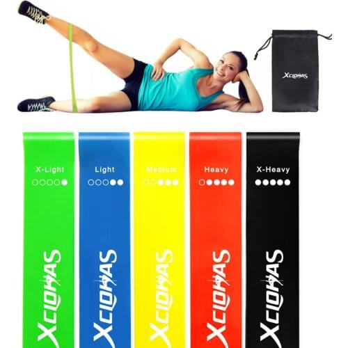 5Pcs/set Resistance Bands with 5 Different Resistance Levels Yoga Bands Home Gym Exercise Fitness Equipment Pilates Training