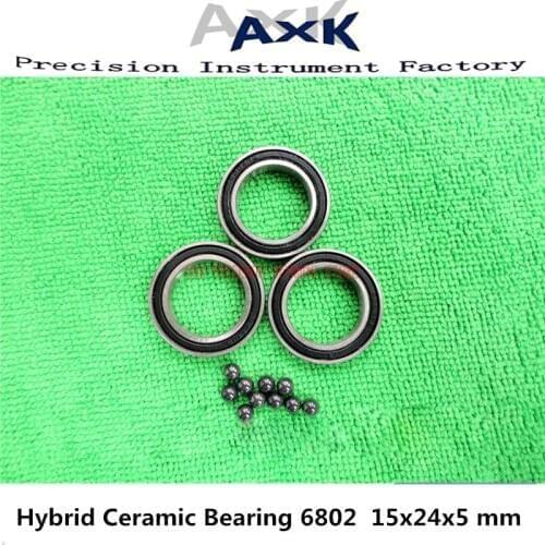 2021 New 6802 Hybrid Ceramic Bearing 15x24x5 Mm Abec-3 ( 1 Pc ) Bicycle Bottom Brackets & Spares 6802rs Si3n4 Ball Bearings