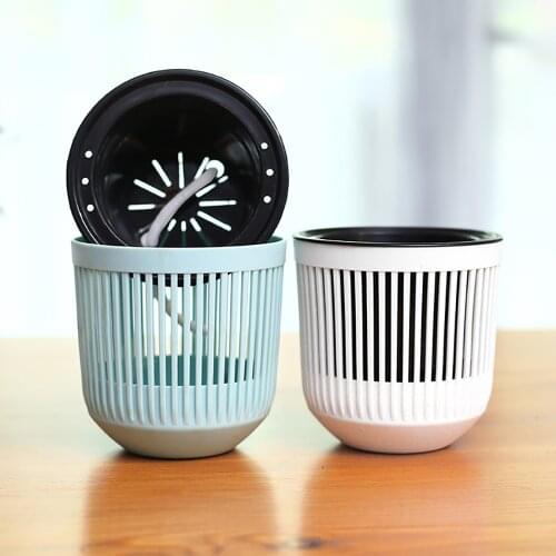 Hollow Stripe Hydroponic Flower Pot Self-absorbent Plastic PP Water Storage Plant Pot Automatic Watering Pots for Green Dill