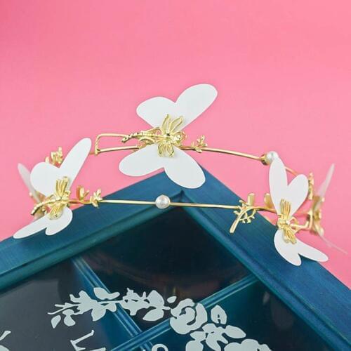 Baroque Bride Headwear Butterfly Antique Gold Jewelry Hair Wedding Dress Accessories Prom Bridal Crown Luxury Bling HG00121