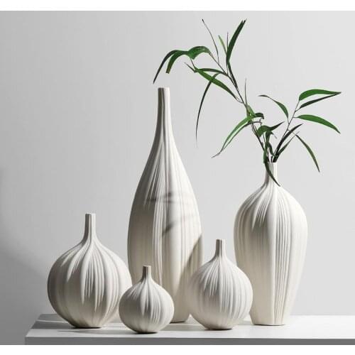15.7-50cm Nordic Modern Ceramic Vase Ornaments Creative Simple Handmade Art Dried Flowers Flower Arrangement Room Home Decor