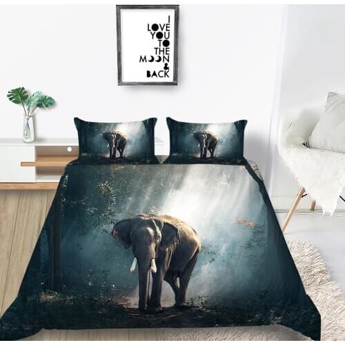 Elephant Bedding Set Forest Lifelike Fashionable Duvet Cover 3D Nature Queen King Twin Full Single Double Unique Design Bed Set