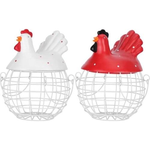 Egg Storage Basket Chicken-Shape Simple Iron Woven Rack Kitchen Decoration Ornaments