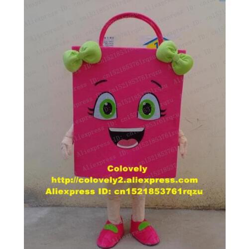 Beautiful Pink Reticule Hand Bag Tote Carry Bag Shopping Bag Mascot Costume Cartoon Character Mascotte Green Bright Eyes ZZ1806