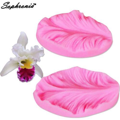 Sophronia M469 Kitchen Bakeware Orchid Petal Flower Silicone Veiner Mold 2 PCS Fondant Cake Decorating Tools Set 6.5*4.3*1.8cm