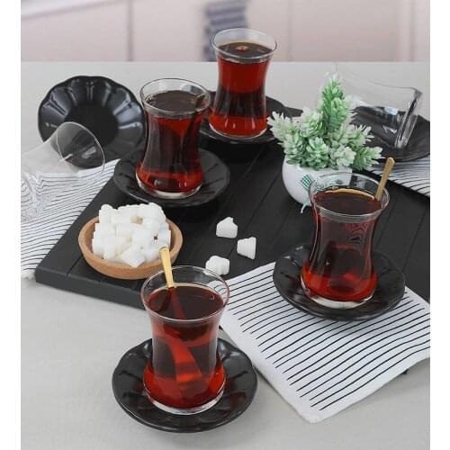 Matte Black Crown Tea Set 12 Pieces For 6 Persons