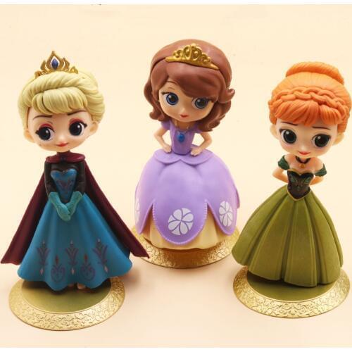 Lovely Disney Frozen Snow Queen Elsa & Anna Figure Toys Dolls PVC Anime Cartoon Model Doll Kids Toys Birthday Cake Deco
