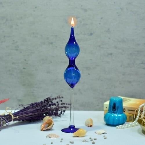 Flovart Eftalia Model Glass Oil Lamp Blue-Oil lamp butter Gift