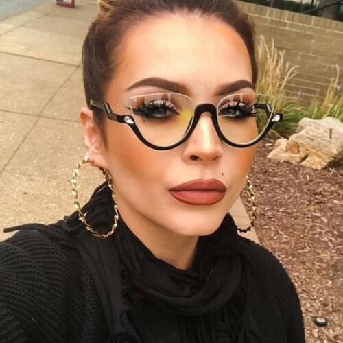 Fashion Sexy Women Cat Eye Glasses Frame Transparent Anti Blue Light Computer Glasses Ladies Eyewear Optical Eyewear