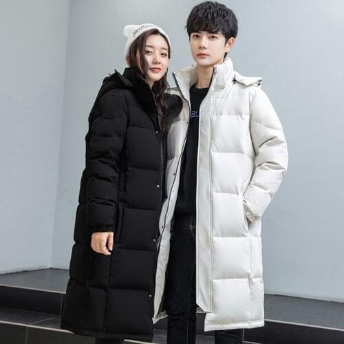 Fashion Winter Down Jacket Men 2021 Brand Warm Thicken White Coat Men Hooded Couples Long Parkas Loose White Duck Down Coats