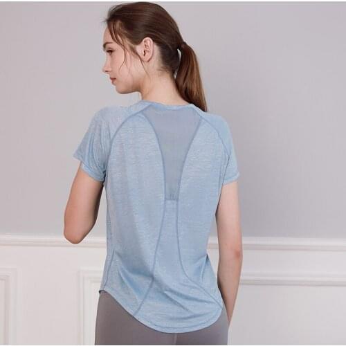 New Women Sports Running T-shirts Slim Gym Yoga Shirts Summer Fitness Training Workout Short Sleeve Quick Dry Sportswear Tops