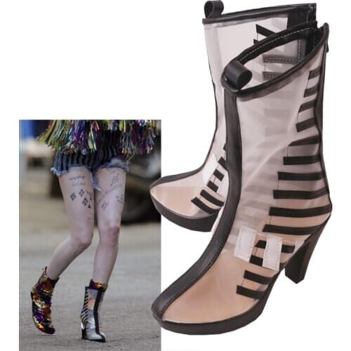 CostumeBuy Quinzel Shoes the Fantabulous Emancipation of One Harleen Quinn Bad Girl Cosplay Boots Costume accessory Custom Made