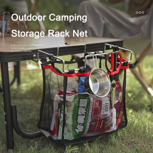 Outdoor Camping Portable Storage Net Rack Kitchen Storage Net Bag Picnic Racks Hanging Barbecue Tools