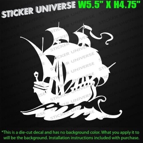 PIRATE SHIP AT SEA Die Cut Decal Bumper Sticker Jolly Roger Nautical Ocean sticker 13.75x12cm