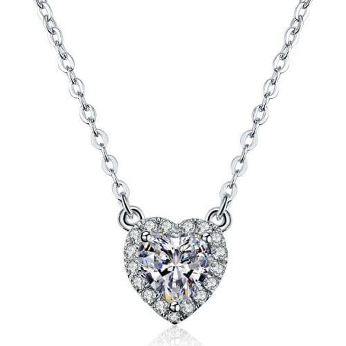 Royal Design Top Quality G14K AU585 Pendant Wedding Jewelry Romantic 2Ct Heart Shape Diamond Pendant for Her chain